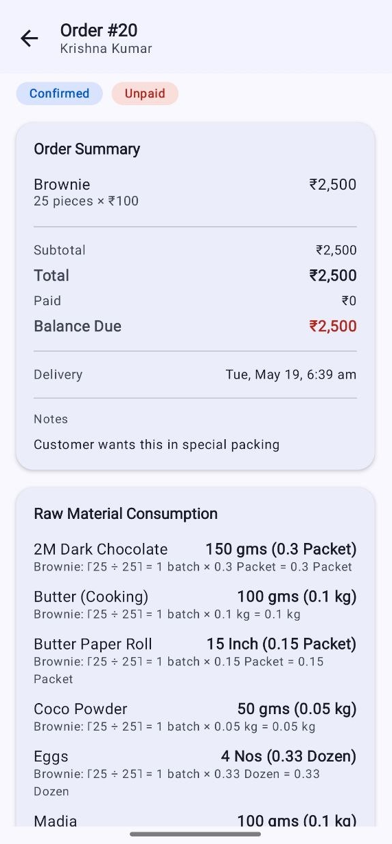 Costing and pricing screen